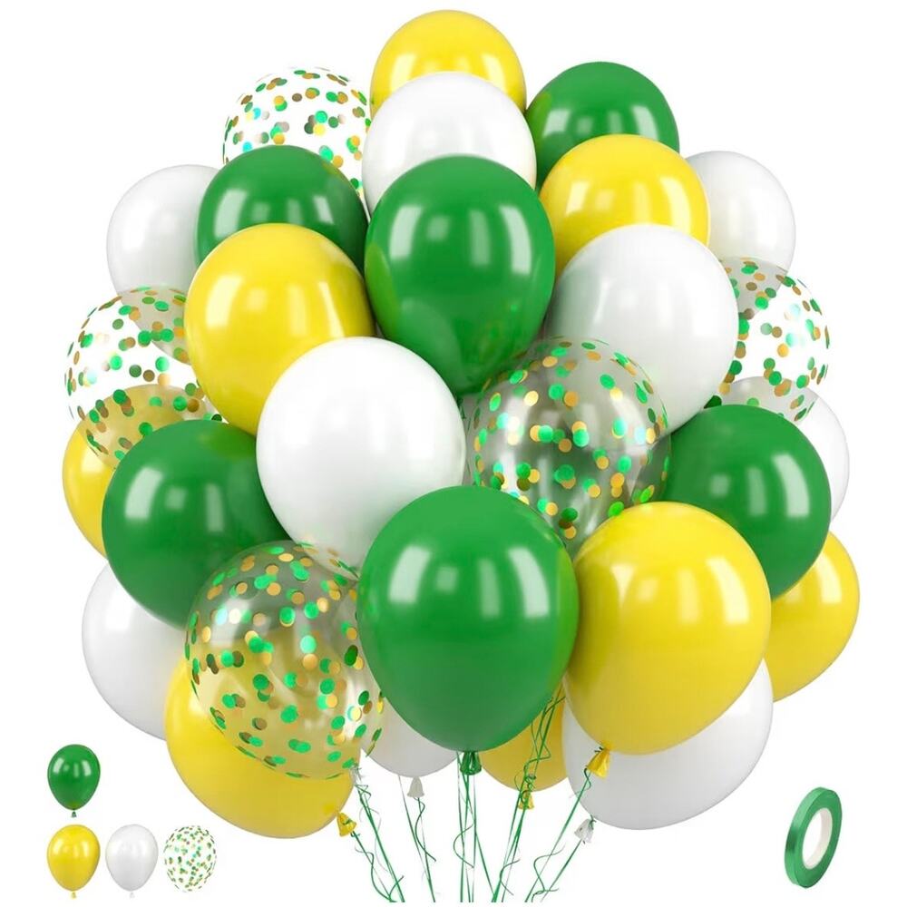 Paready Green and Yellow Balloons Confetti Balloons 12 Inch Latex Balloons (C52)